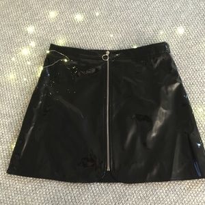 Patent leather mini skirt!